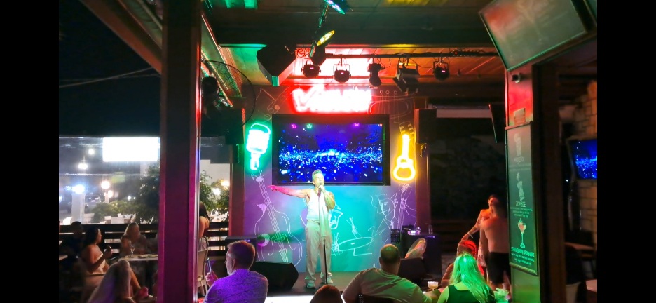 Live Performance with LED Lights at Venue Bar Kalamaki